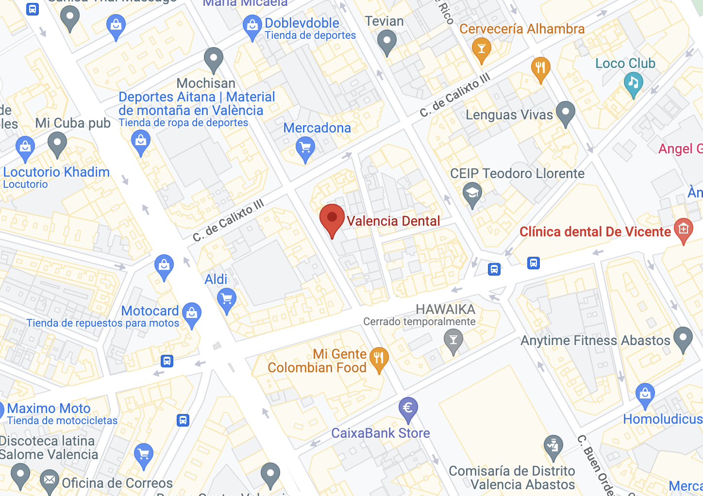 Mapa de ubicación de Valencia Dental